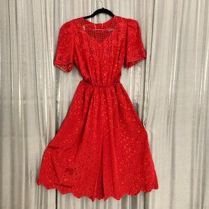 midi vintage fit and flare silhouette  red dress